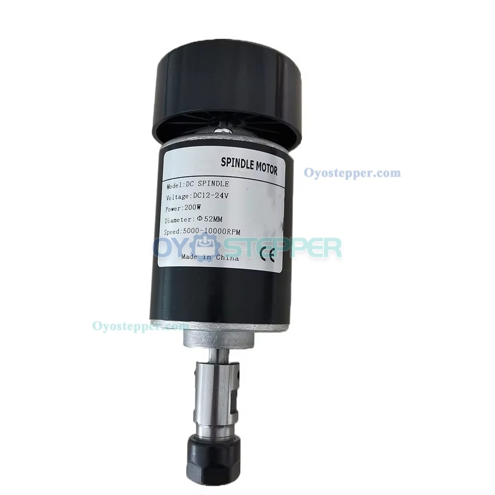 200W 12-24V Air Cooled CNC Spindle Motor 52 x 150mm ER11/ER16 10000RPM for Small Engraving Machine